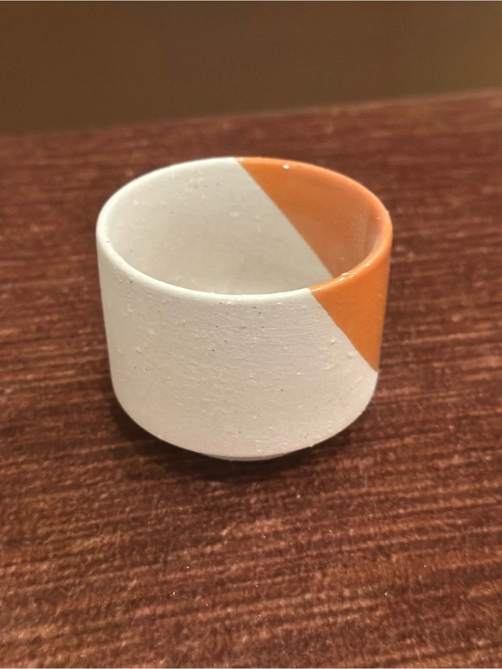Contemporary Ceramic Vase in White with Orange Accent